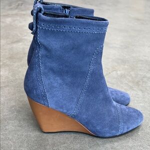 Balenciaga Blue Suede Wedge Boots